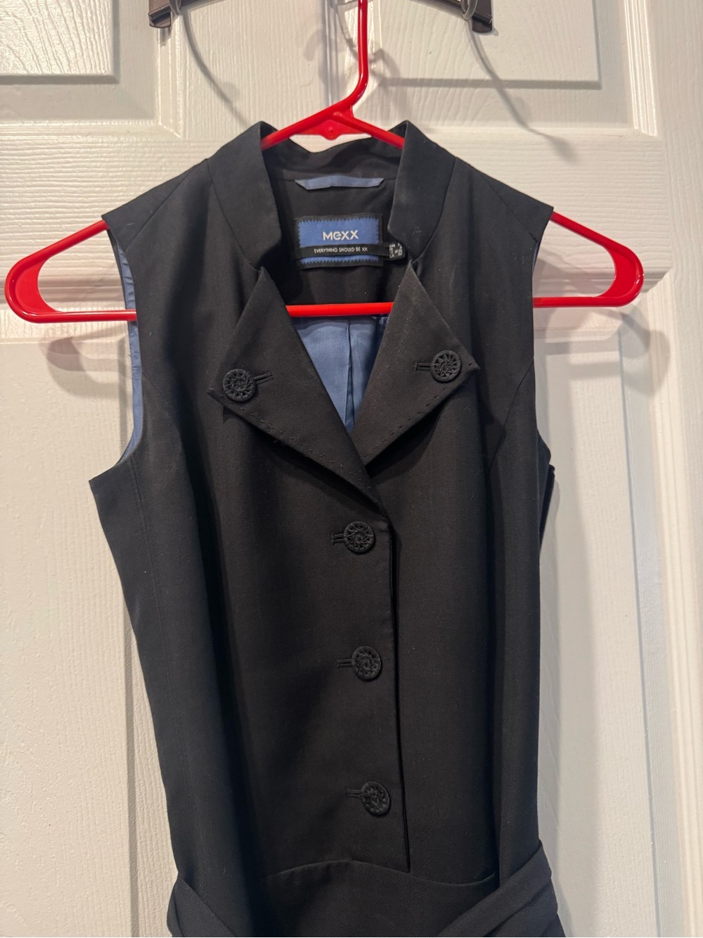 MEXX Navy Blue Belted Sleeveless Blazer Dress Fringe US 2